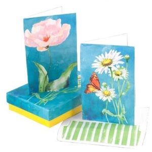 Blueink Studios Artist Floral Glitter Embellished Blank Note Cards (0020), 16 ct